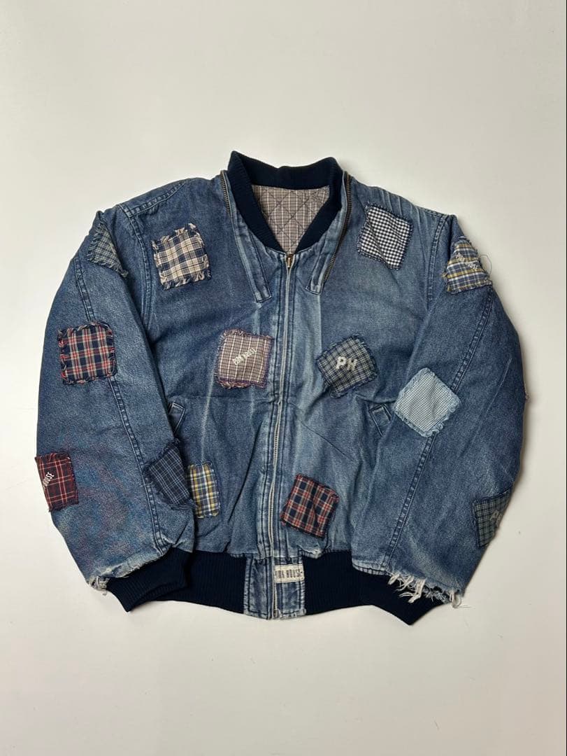 PINK HOUSE パッチワーク　デニムジャケット　MA-1