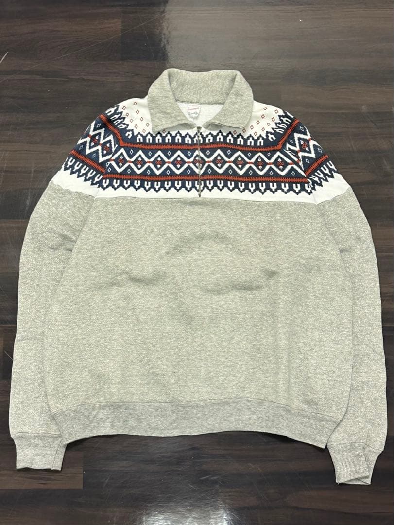 50s~ Sportswear 雪柄 XL ハーフジップ スウェット　ビンテージ