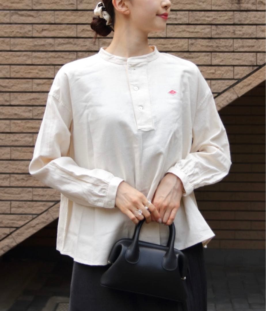 ダントン ヘンリーネックプルオーバーシャツ38アイボリー