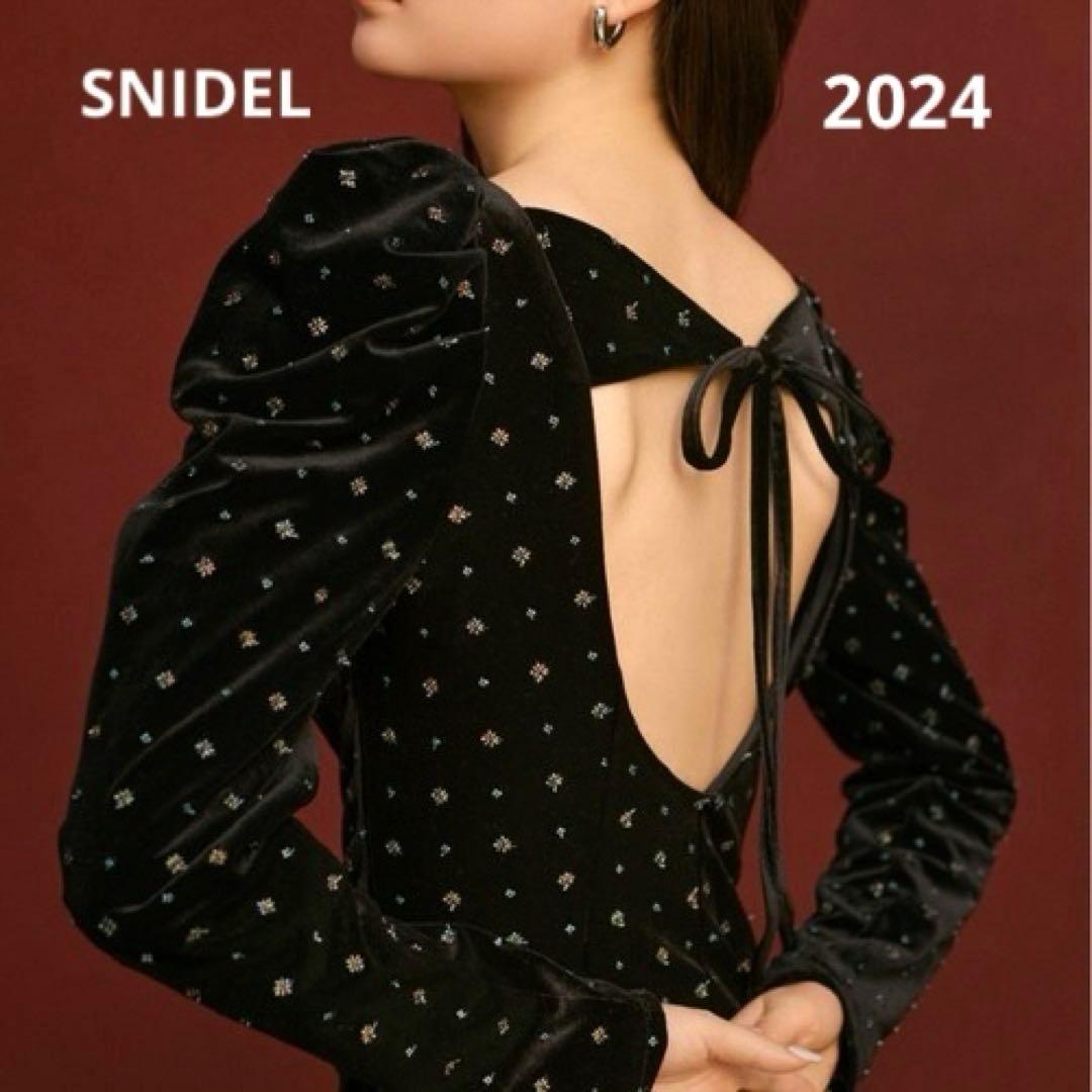 極美品 snidel ベロア 刺繍 ワンピース 2024AWブラック M ドレス