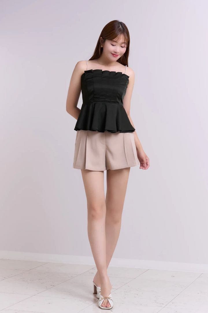 トップス Pearl-Strap Frill Top