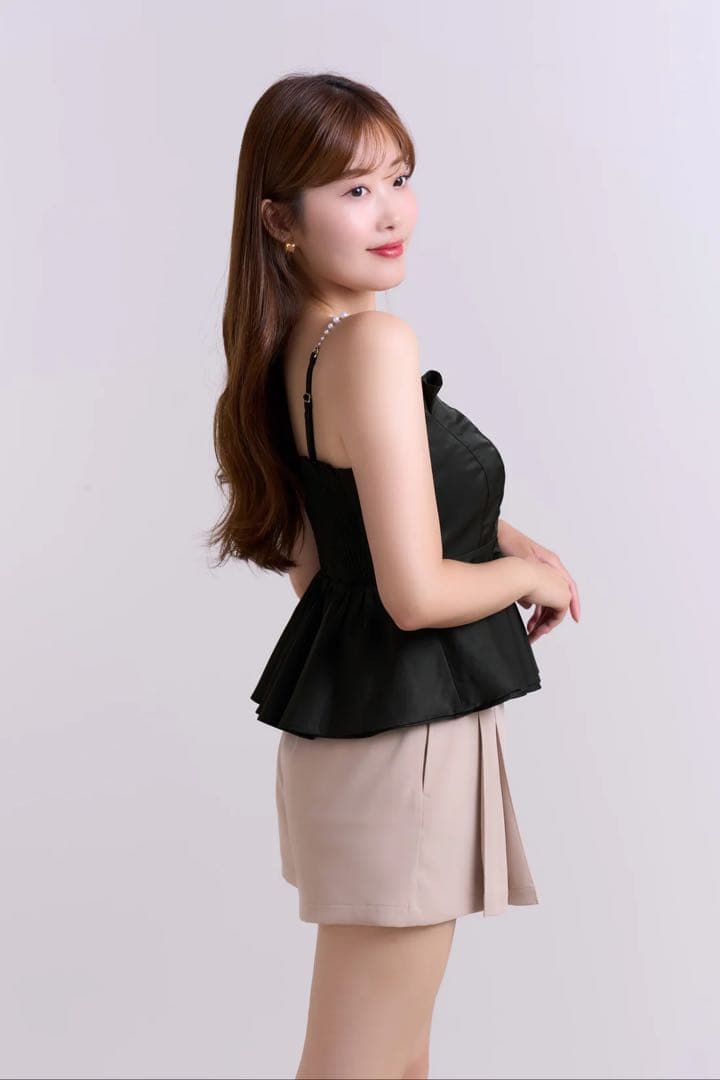 トップス Pearl-Strap Frill Top