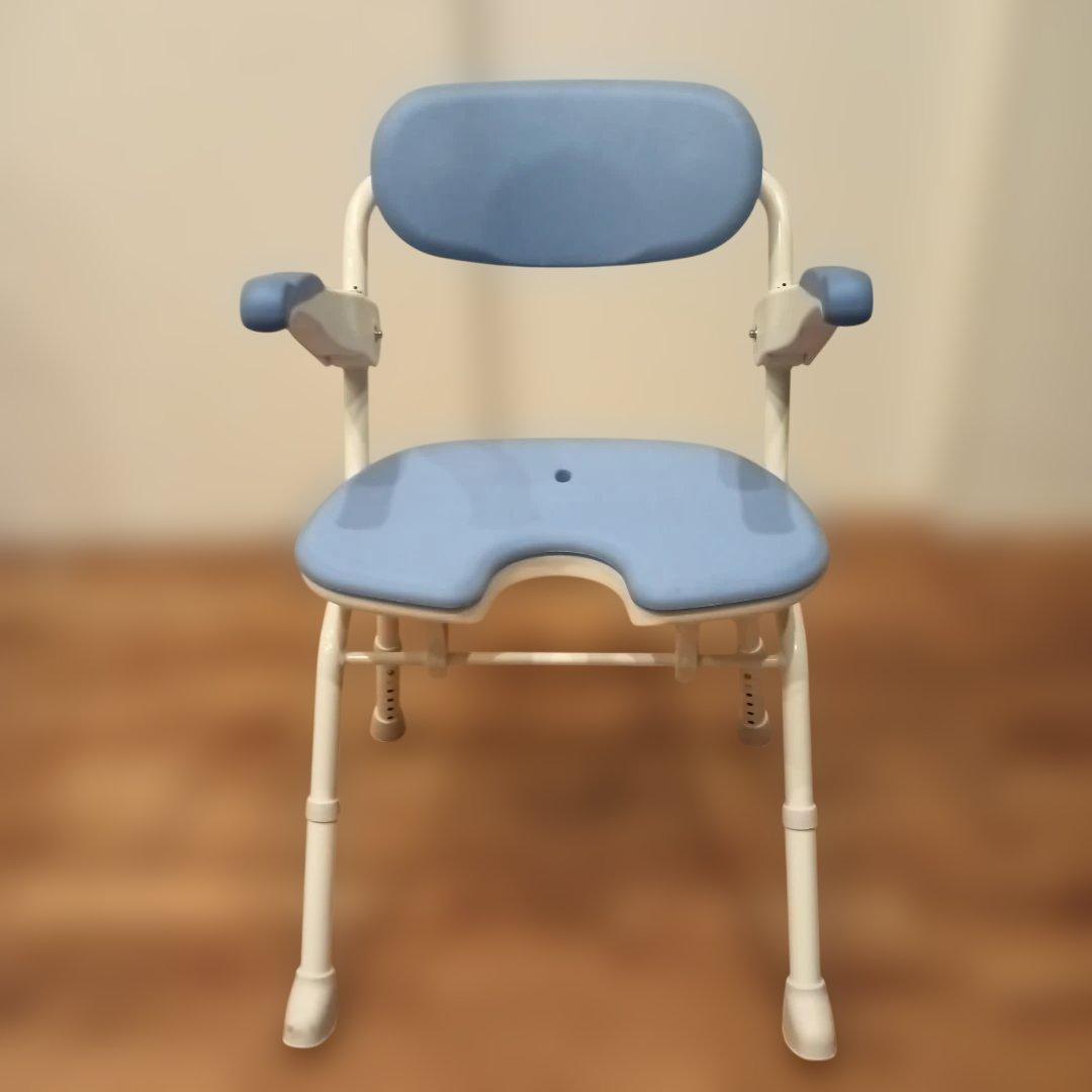 アロン化成 楽らく開閉シャワー ベンチU ブルー　安寿