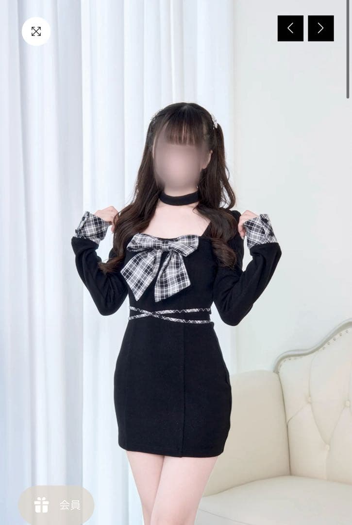 Nogenki BunnyLis チェックリボンニットワンピース Mサイズ