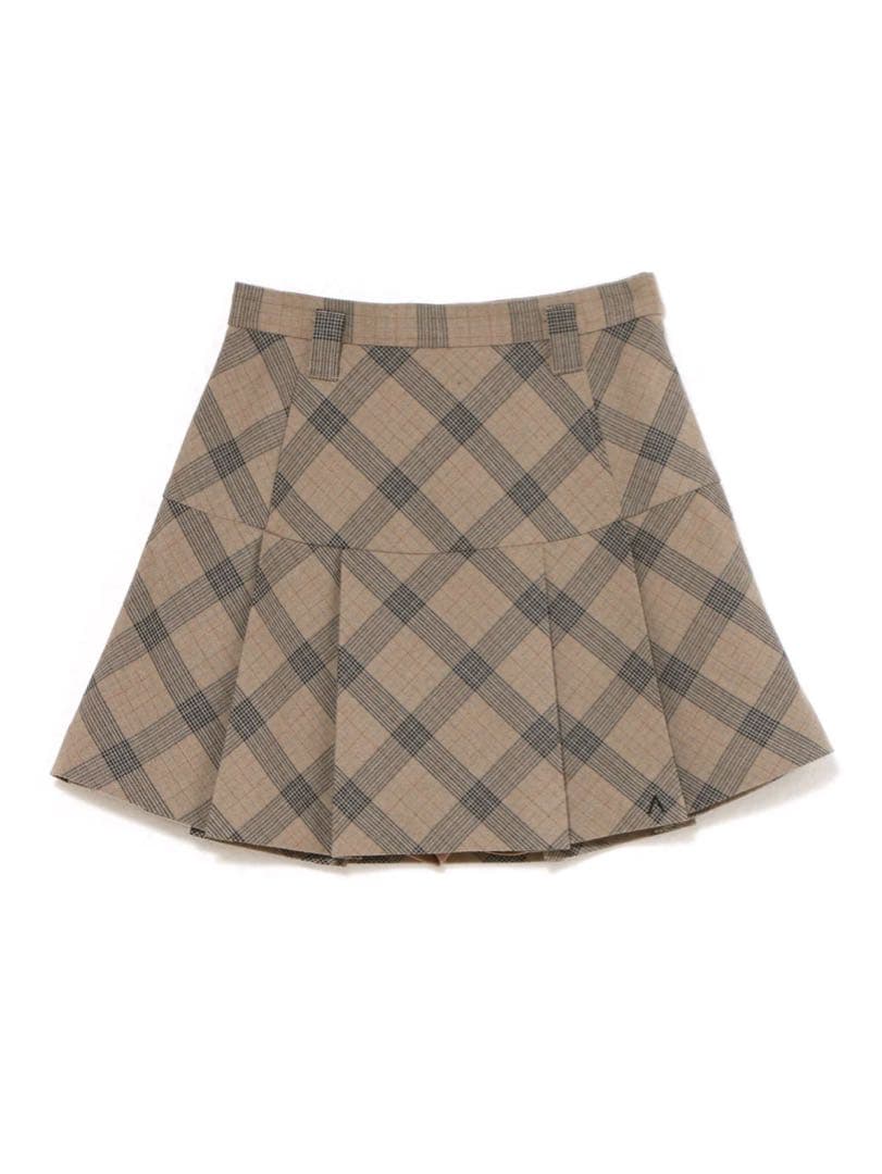 スカート Coco check mini pleats skirt andmary