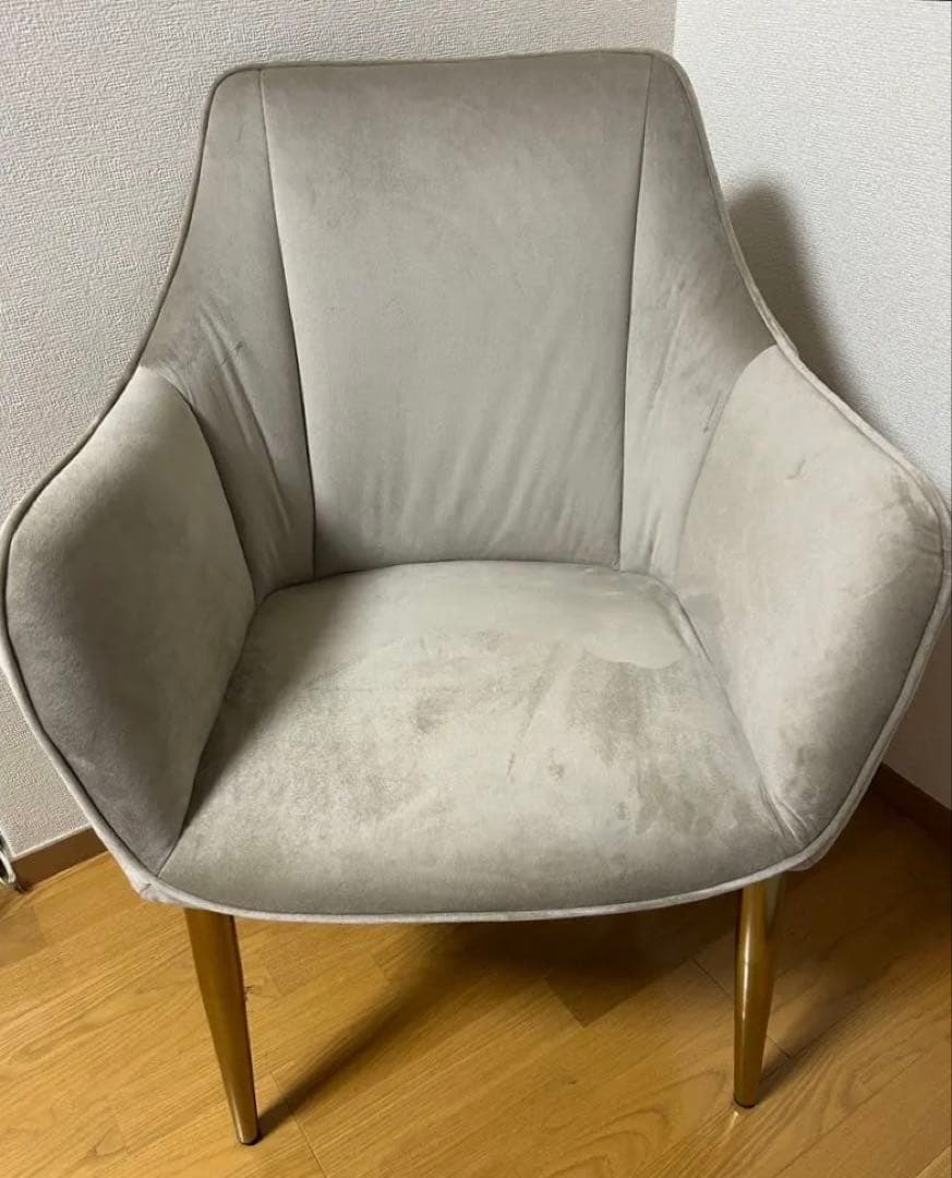 一人がけソファ　グレー ベルベット アームチェア