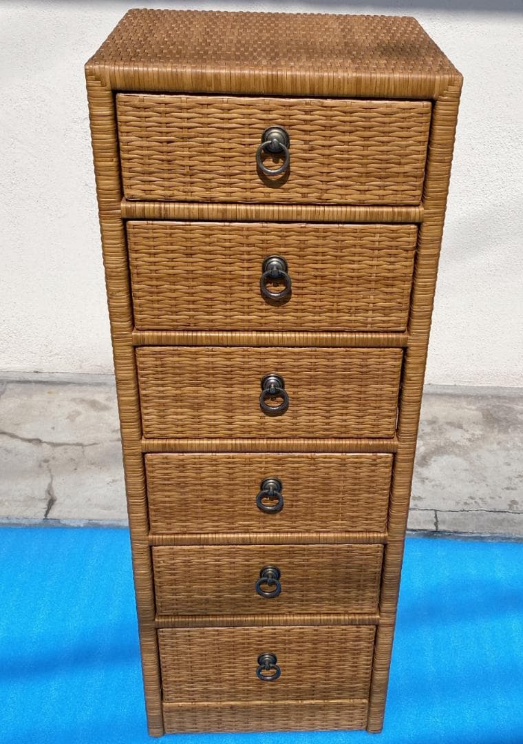 ラタン チェスト 6段引き出し レトロ アンティーク