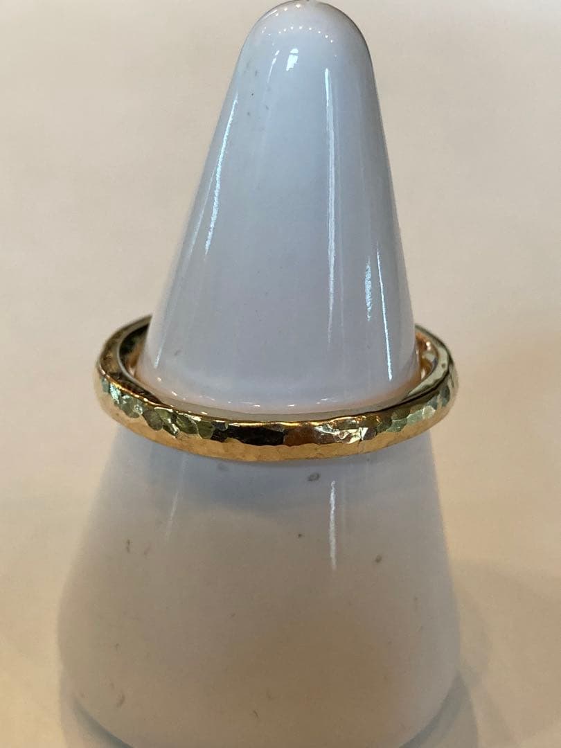 k18平甲丸槌目リング　鍛造　20号