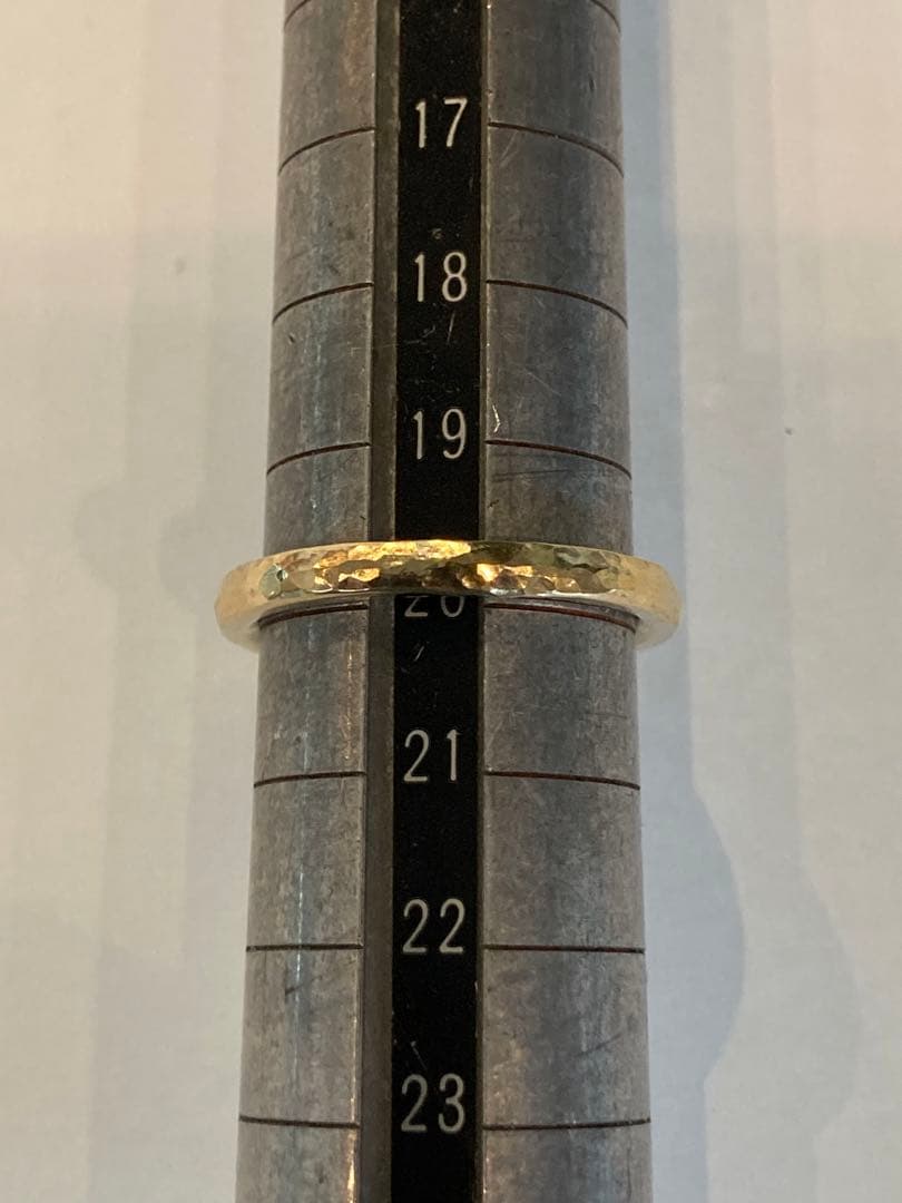 k18平甲丸槌目リング　鍛造　20号