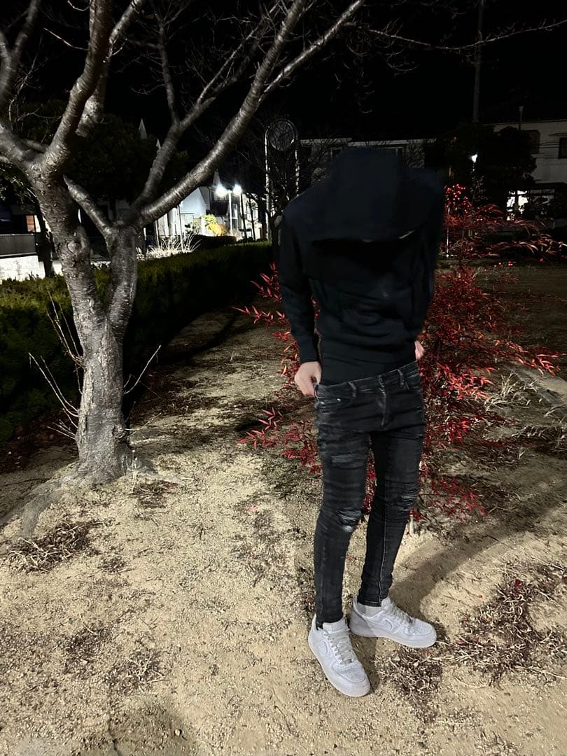 ミニマルmnmlダークグレー デニムパン