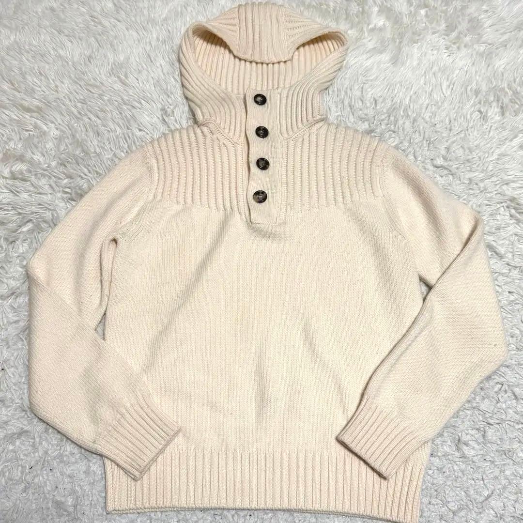 最高級イタリア製　クルチアーニ　タートルニット　ハーフジップ　フード　肉厚