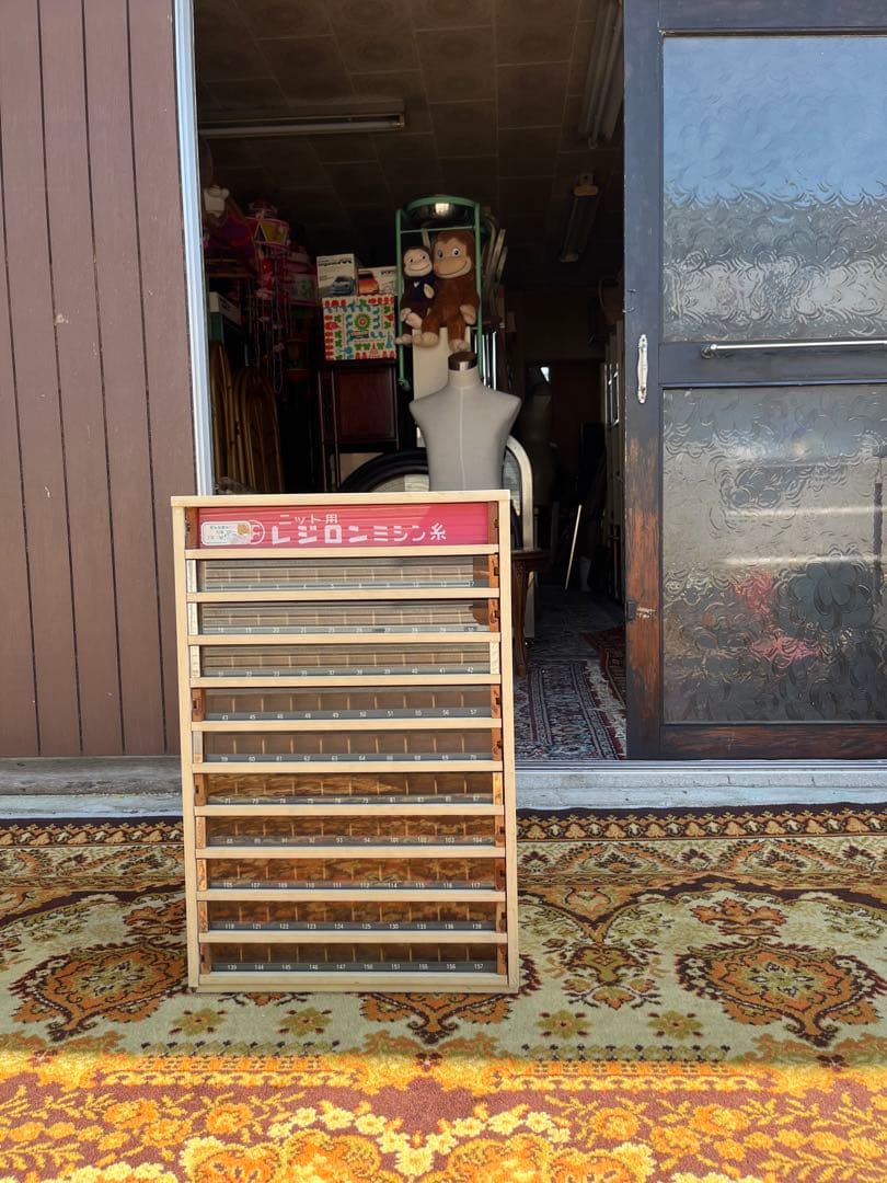 ⑥ ミシン糸ケース ミシン糸収納棚 昭和レトロ 当時物 インテリア アンティーク