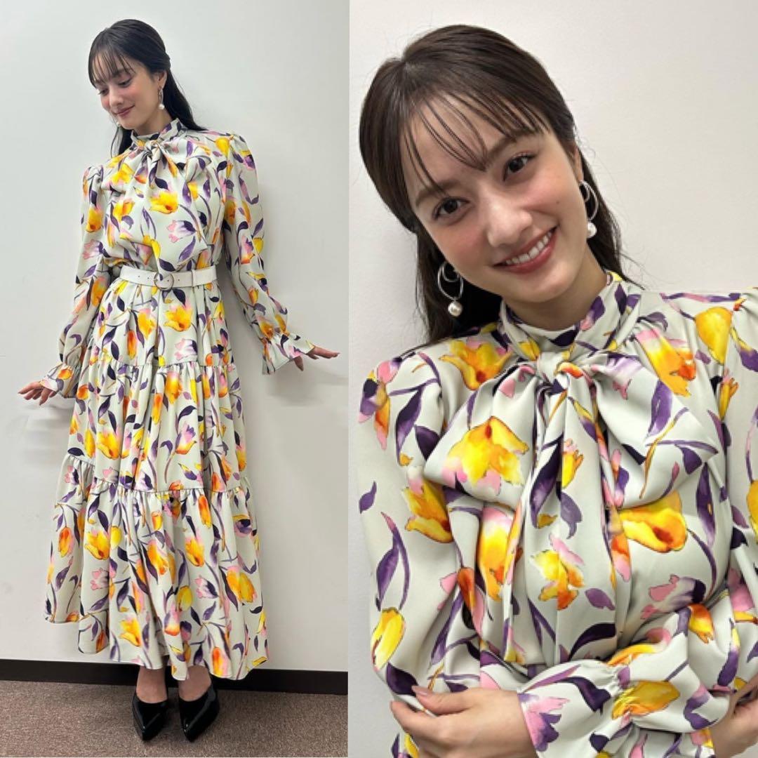 【訳あり】sov. フラワーボウタイロングワンピース