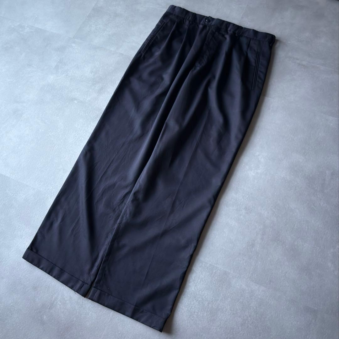 90s レーヨンギャバ ワイドストレート スラックス 2タック W36/L32