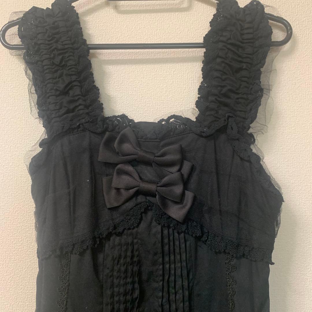 BTSSBポケット刺しゅうジャンパースカート黒原宿ロリータかわいいビンテージ