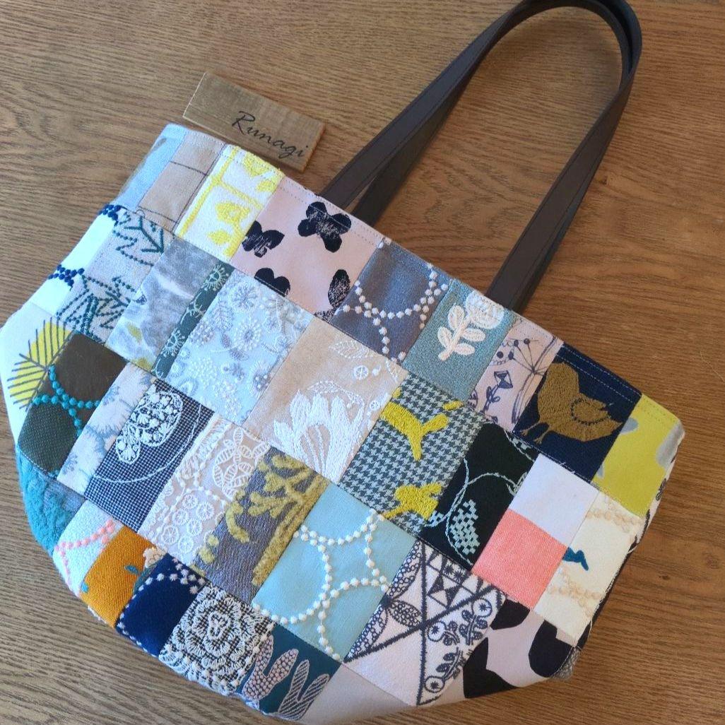 モザイクパッチの大きなバケツバッグ＊ミナペルホネン