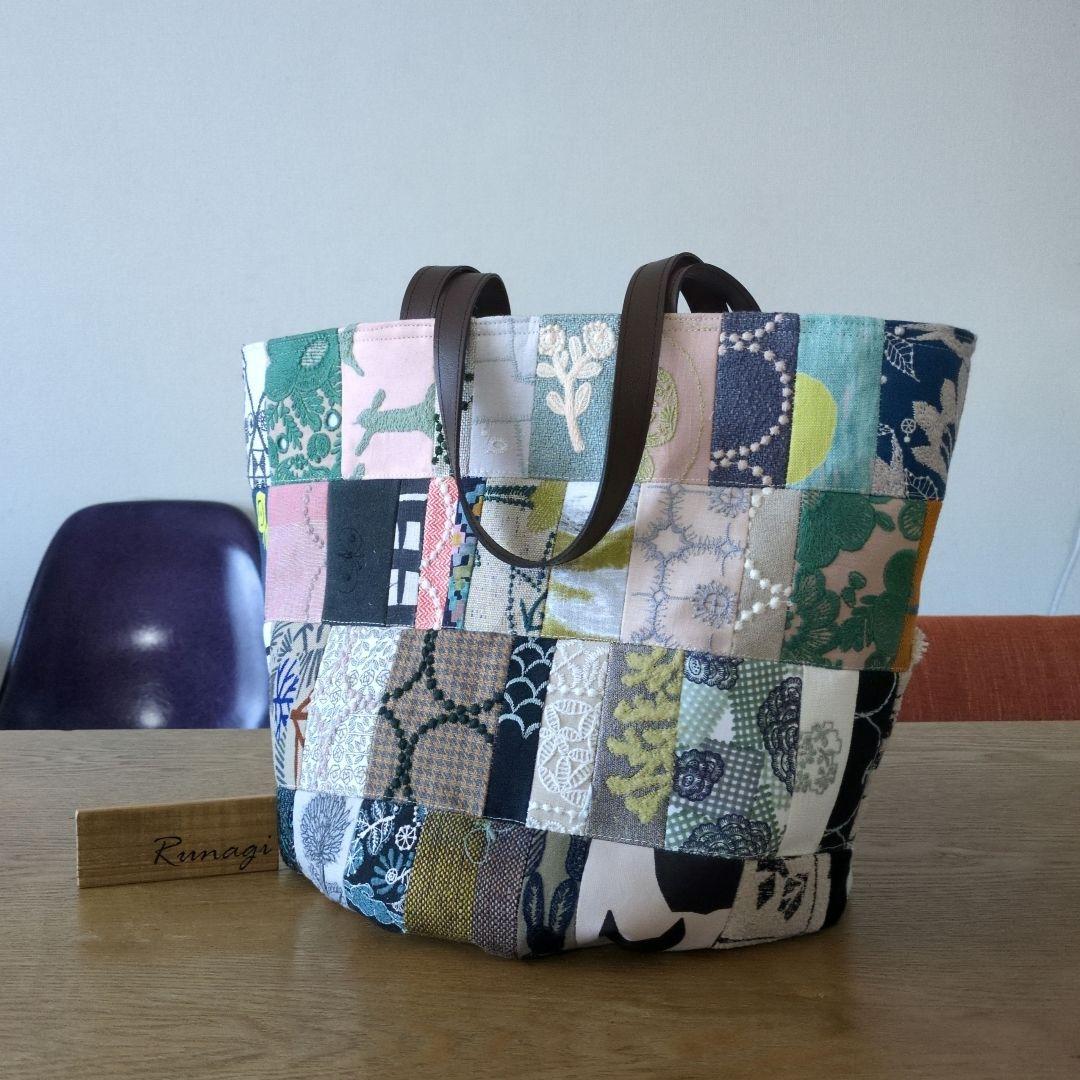 モザイクパッチの大きなバケツバッグ＊ミナペルホネン