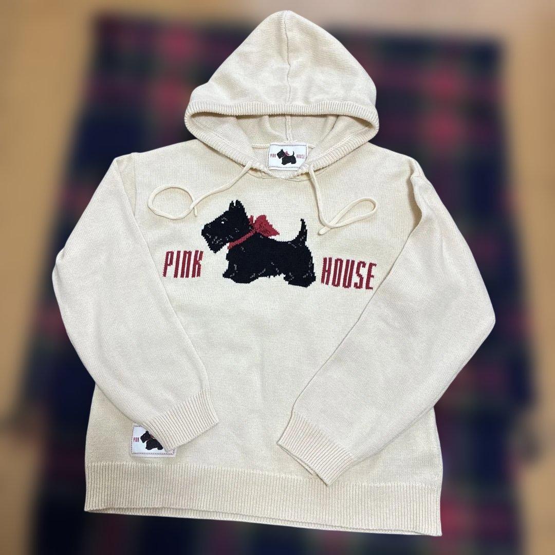 PINK HOUSE スコティッシュテリア刺繍ニットパーカー