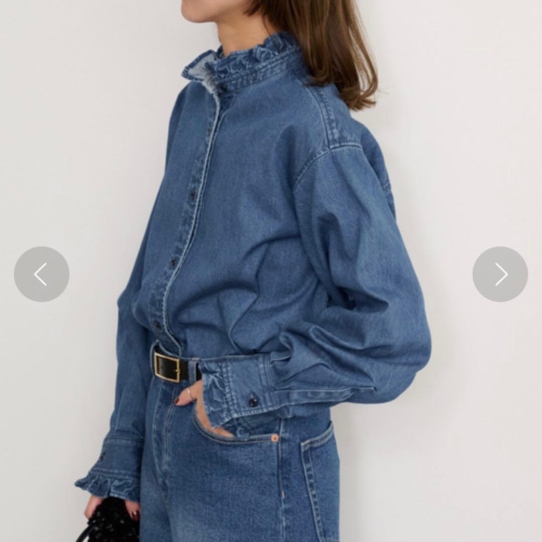 【美品】ジャーナルスタンダードレリューム デニムフリルシャツ フリー