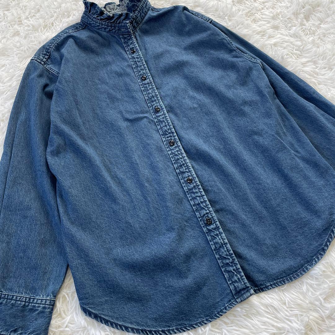 【美品】ジャーナルスタンダードレリューム デニムフリルシャツ フリー
