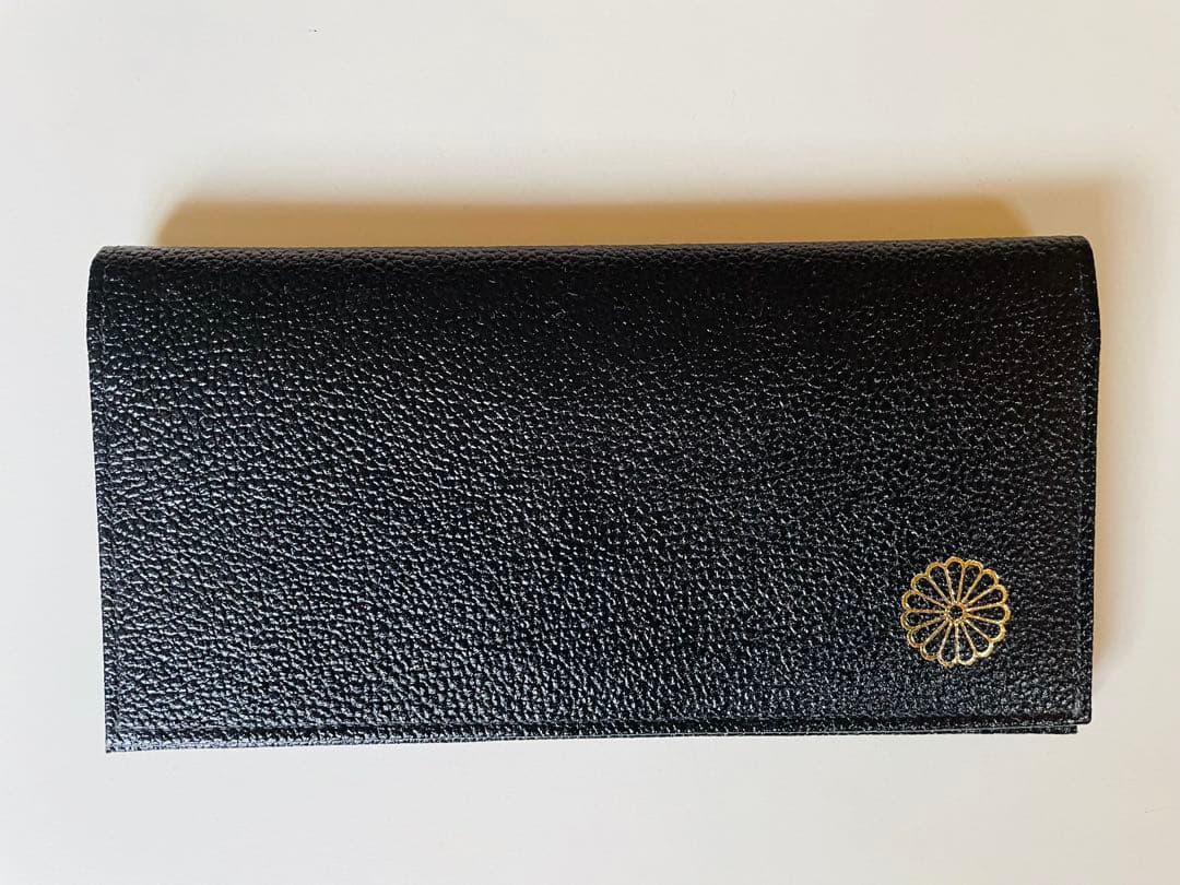 【皇居】未使用 長財布 黒色 牛革 ブラック