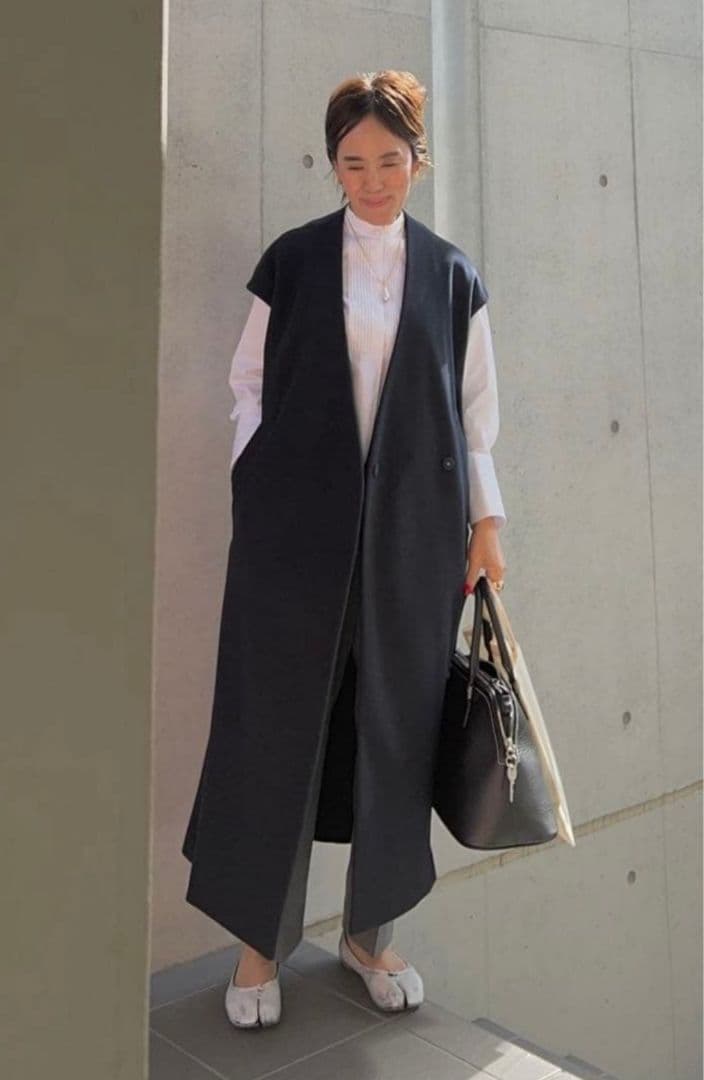 【限定セール】GRACEGRAY ロングベスト ジレ　ネイビー 新品未使用