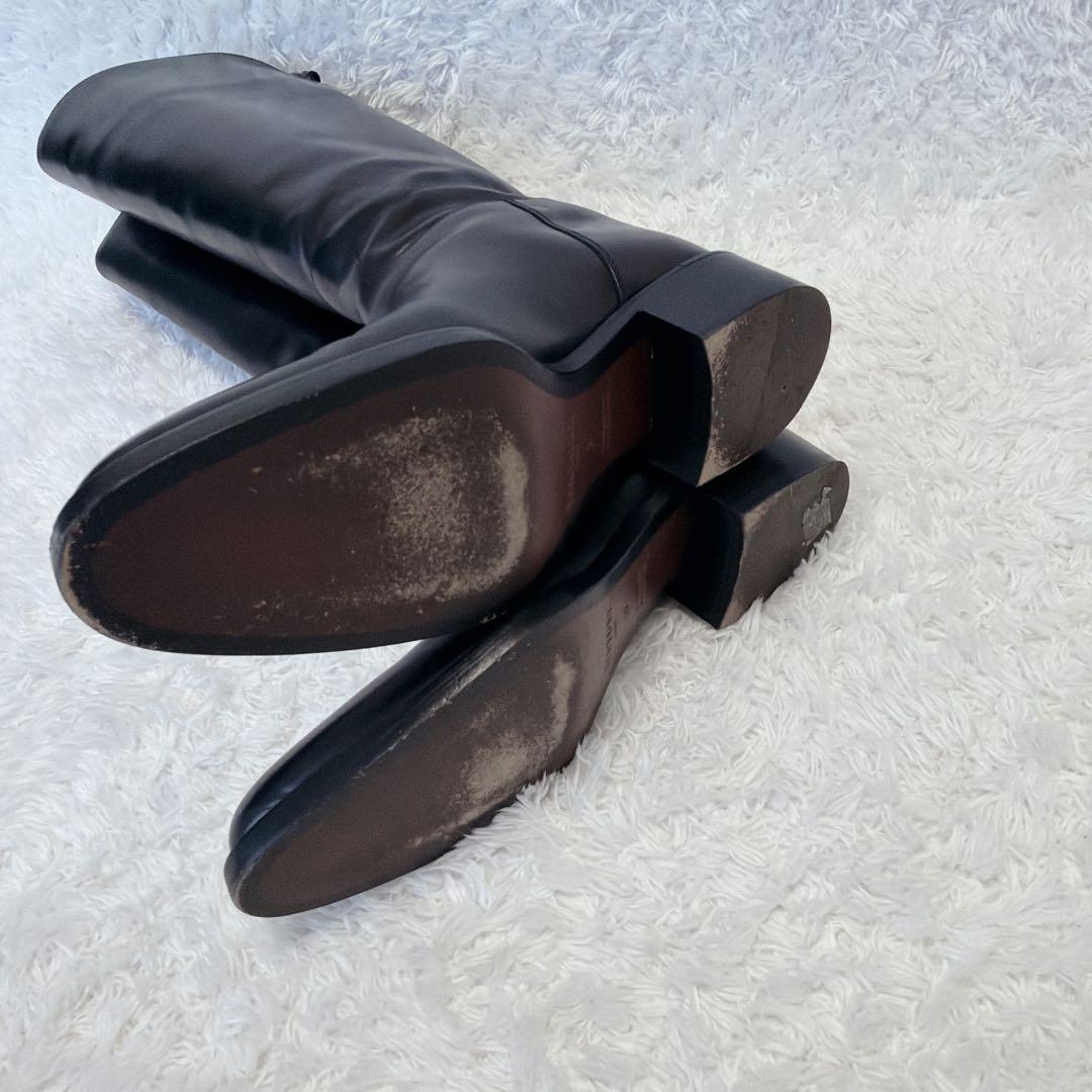 美品✨ サルトル ブラック レザー ロングブーツ　クロスストラップ　37