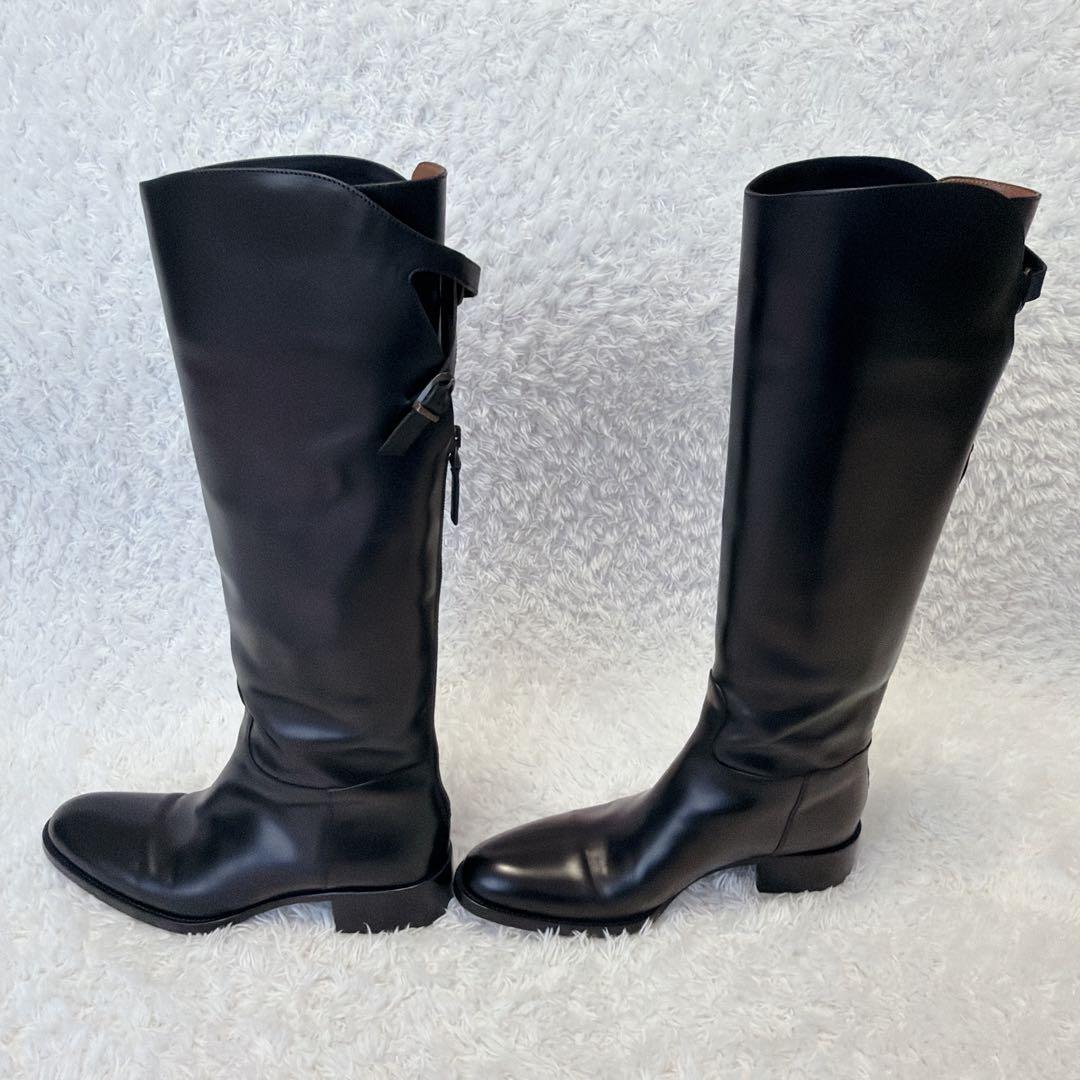 美品✨ サルトル ブラック レザー ロングブーツ　クロスストラップ　37
