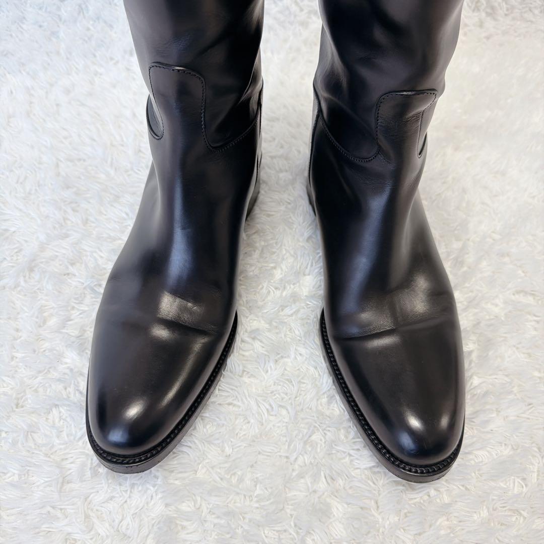 美品✨ サルトル ブラック レザー ロングブーツ　クロスストラップ　37