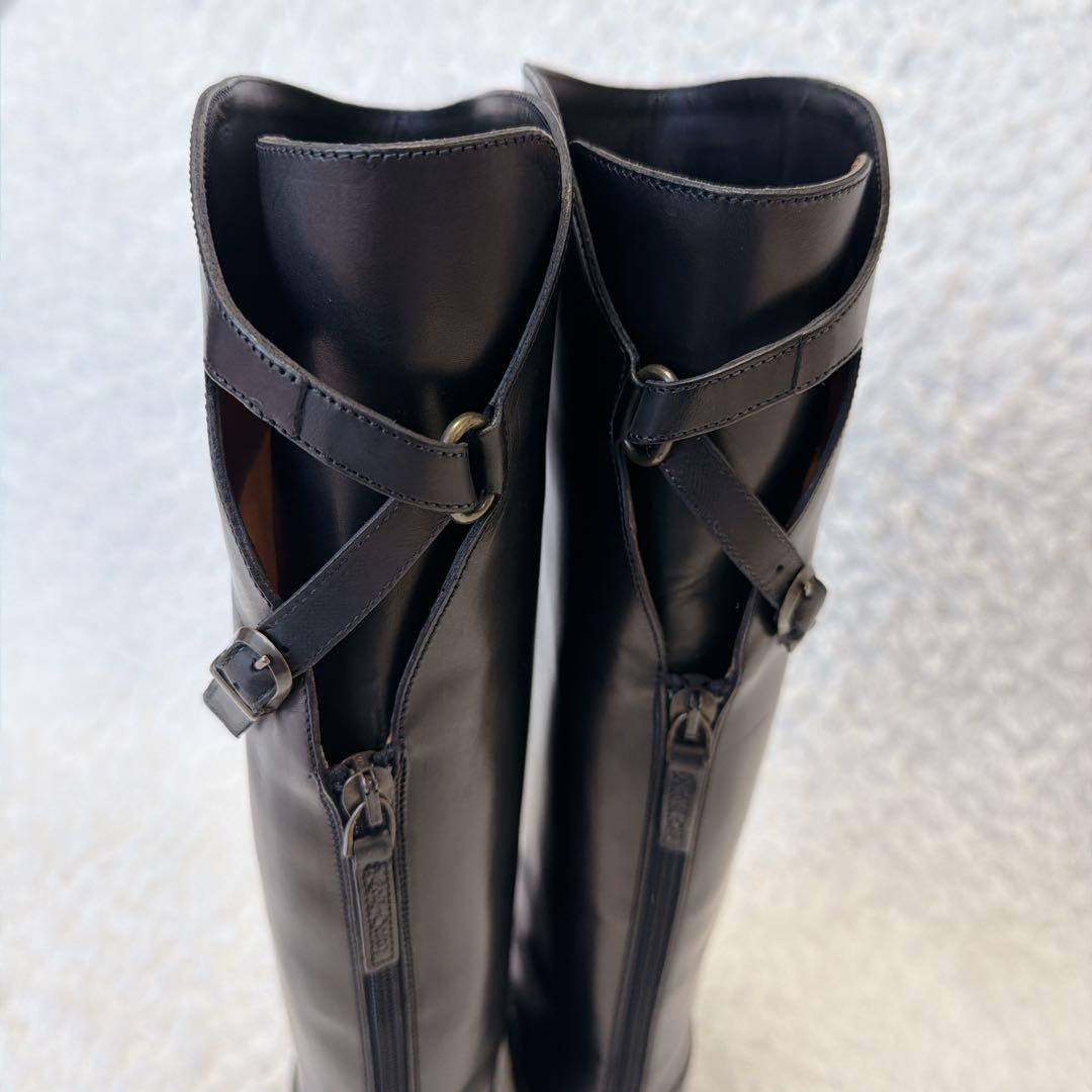 美品✨ サルトル ブラック レザー ロングブーツ　クロスストラップ　37