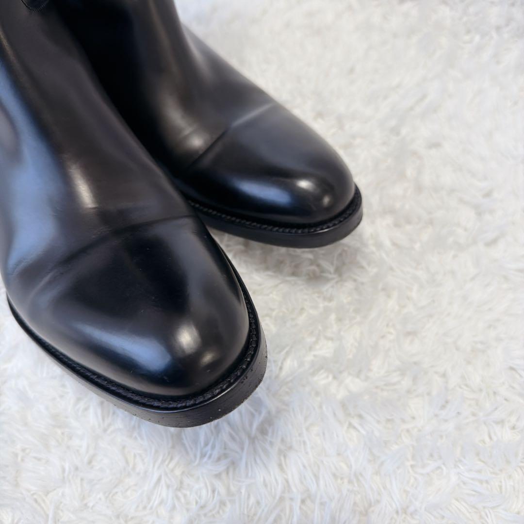 美品✨ サルトル ブラック レザー ロングブーツ　クロスストラップ　37