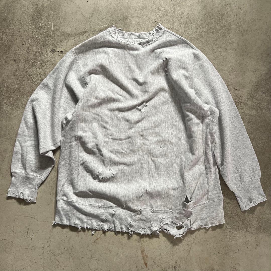 90s USA製 ダメージリバースウィーブ ボロ スウェット XLサイズ