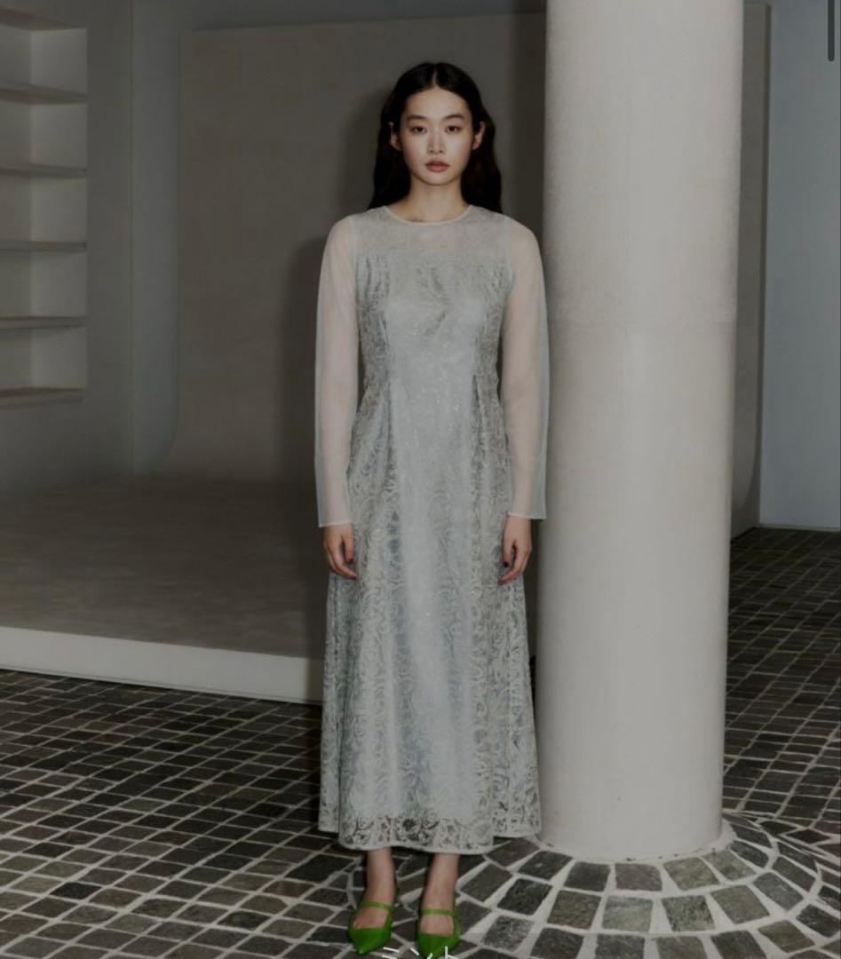 【新作】leaf embroidery back design dress