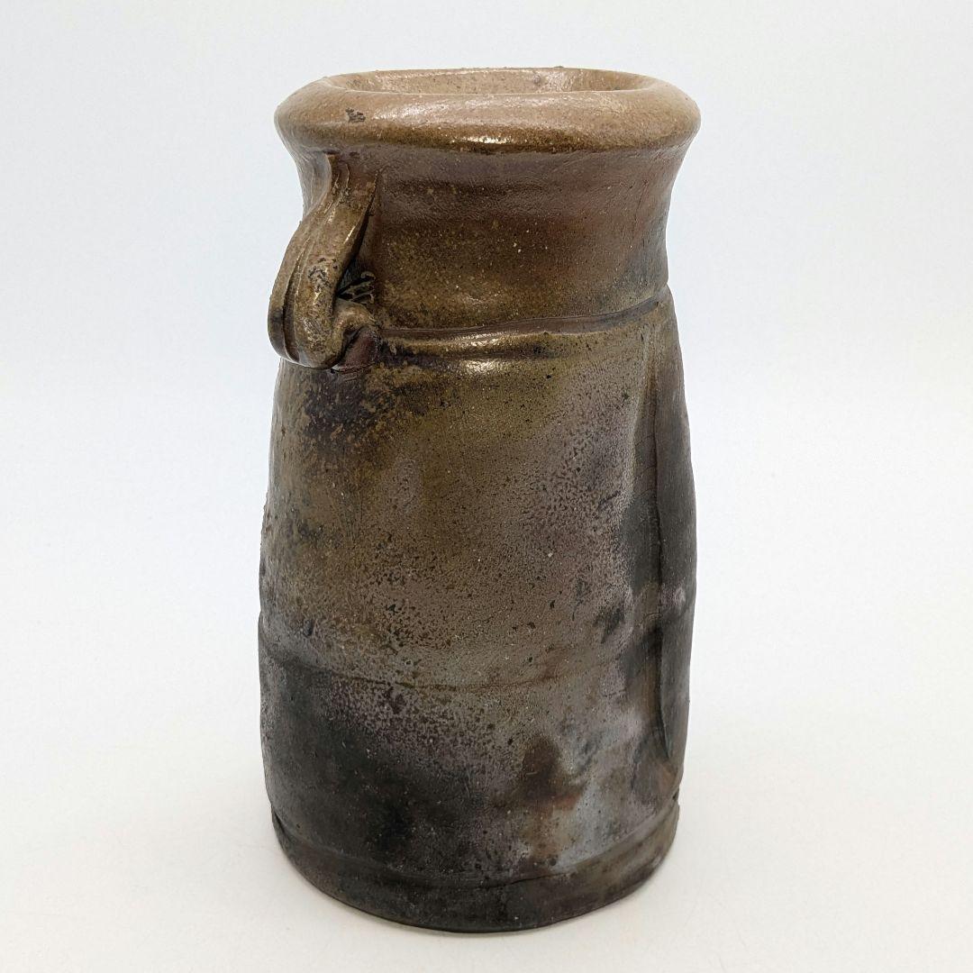伝統工芸士 乗松俊行 備前焼 耳付矢筈口花入 花瓶 花器 フラワーベース 置物
