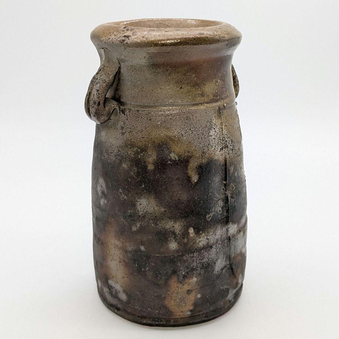 伝統工芸士 乗松俊行 備前焼 耳付矢筈口花入 花瓶 花器 フラワーベース 置物