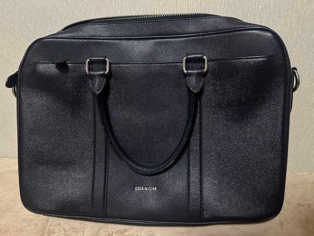COACH コーチ ダークブルー レザー ビジネスバッグ