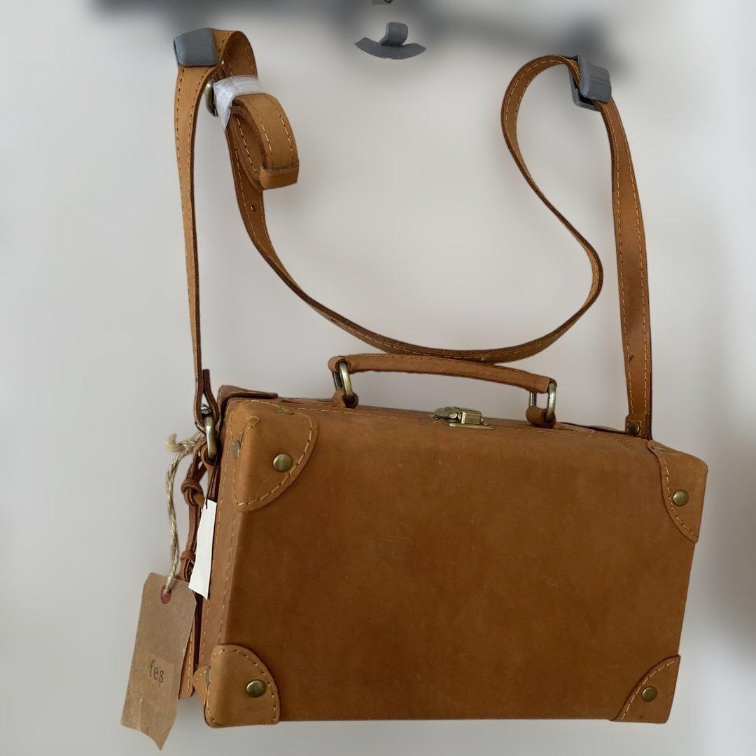 fes レザー ボックス型バッグ ブラウン