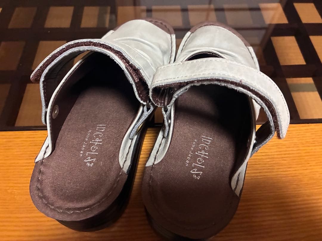 未使用インコルジュ本革オープントゥくしゅくしゅ WAYサボ風サンダルM日本製