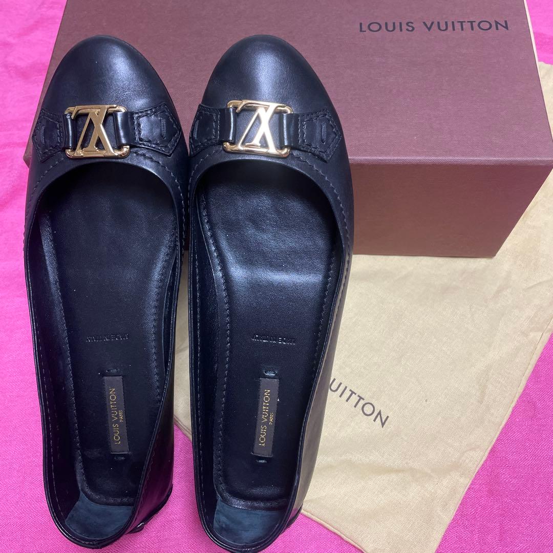【極美品】ルイ・ヴィトン黒レザーフラットシューズ