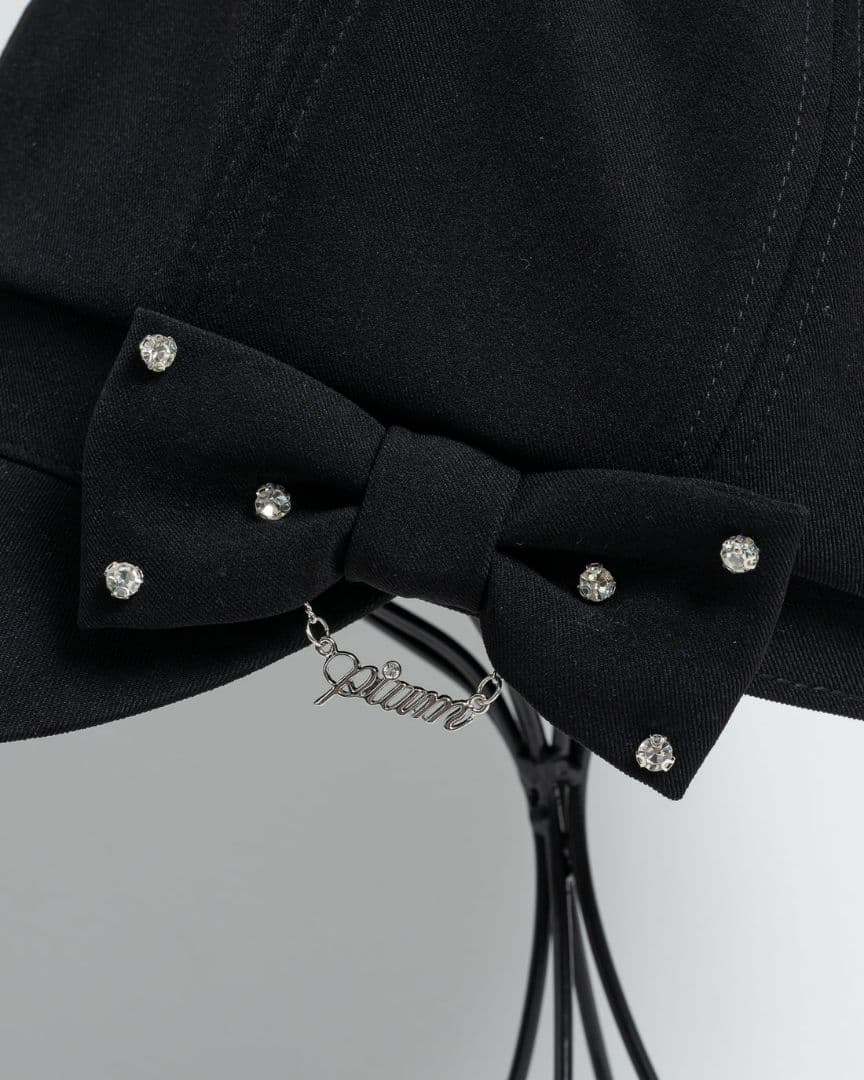 【新品】pium ビジューリボンキャスケット(ブラック)