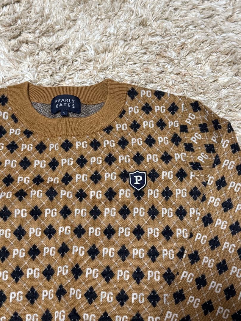 PEARLY GATES 総柄PGロゴセーター ブラウン