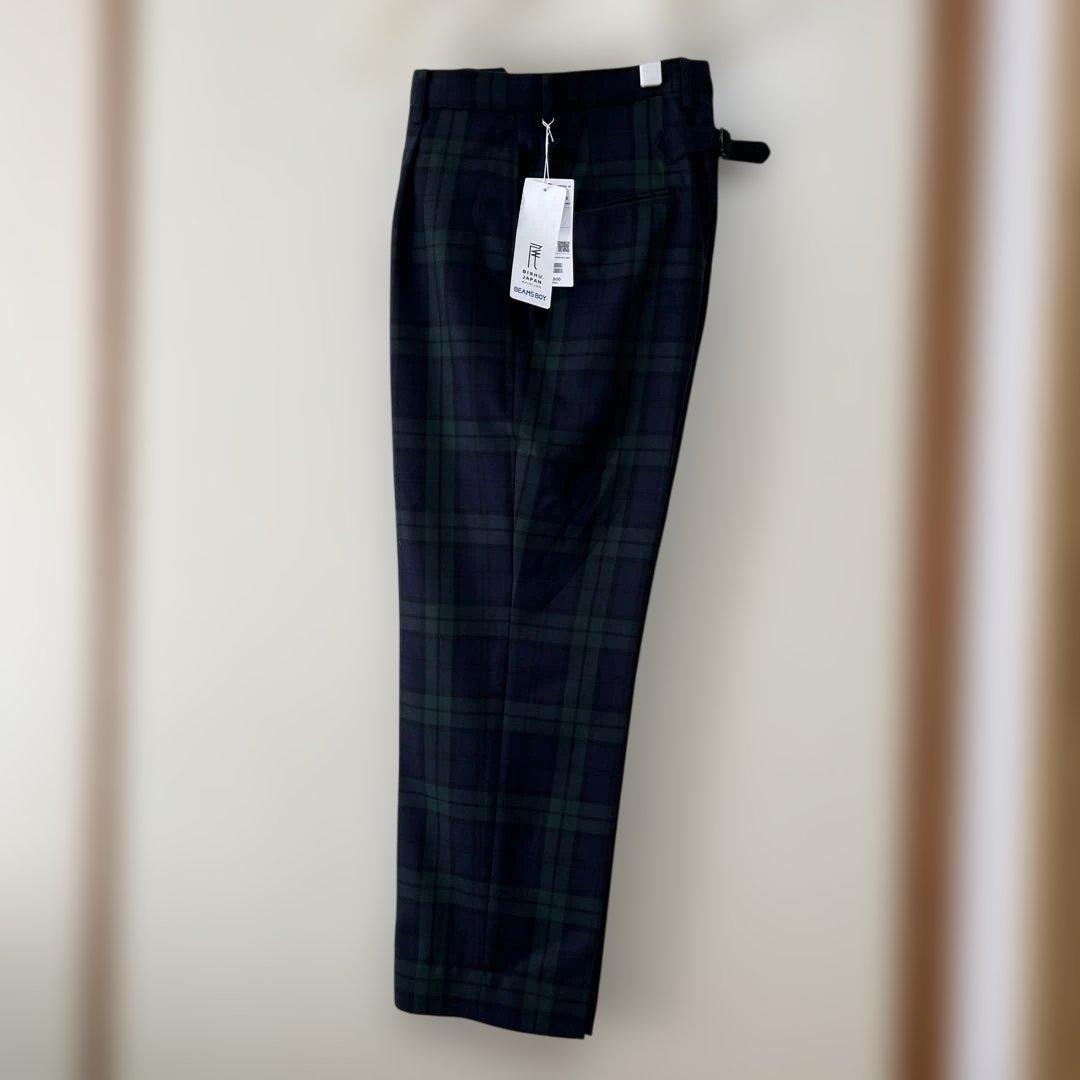 BEAMS BOY ポリエステル ウール シンチ バック スラックス　尾州ウール