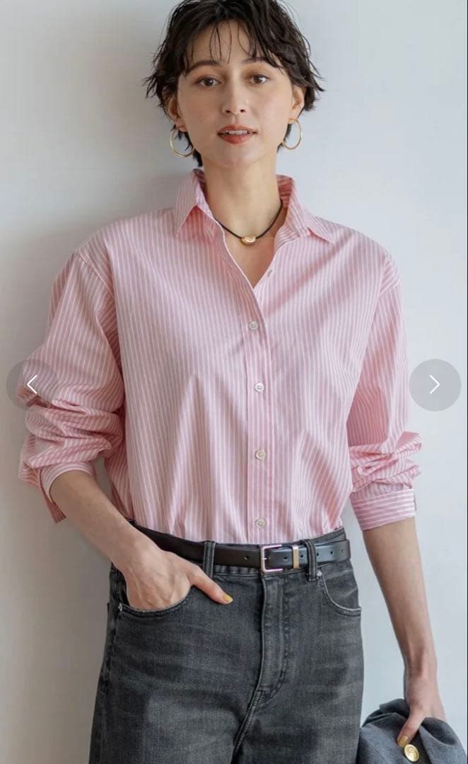 美品　23区 24SS CANCLINI シャツ ピンクストライプ　M