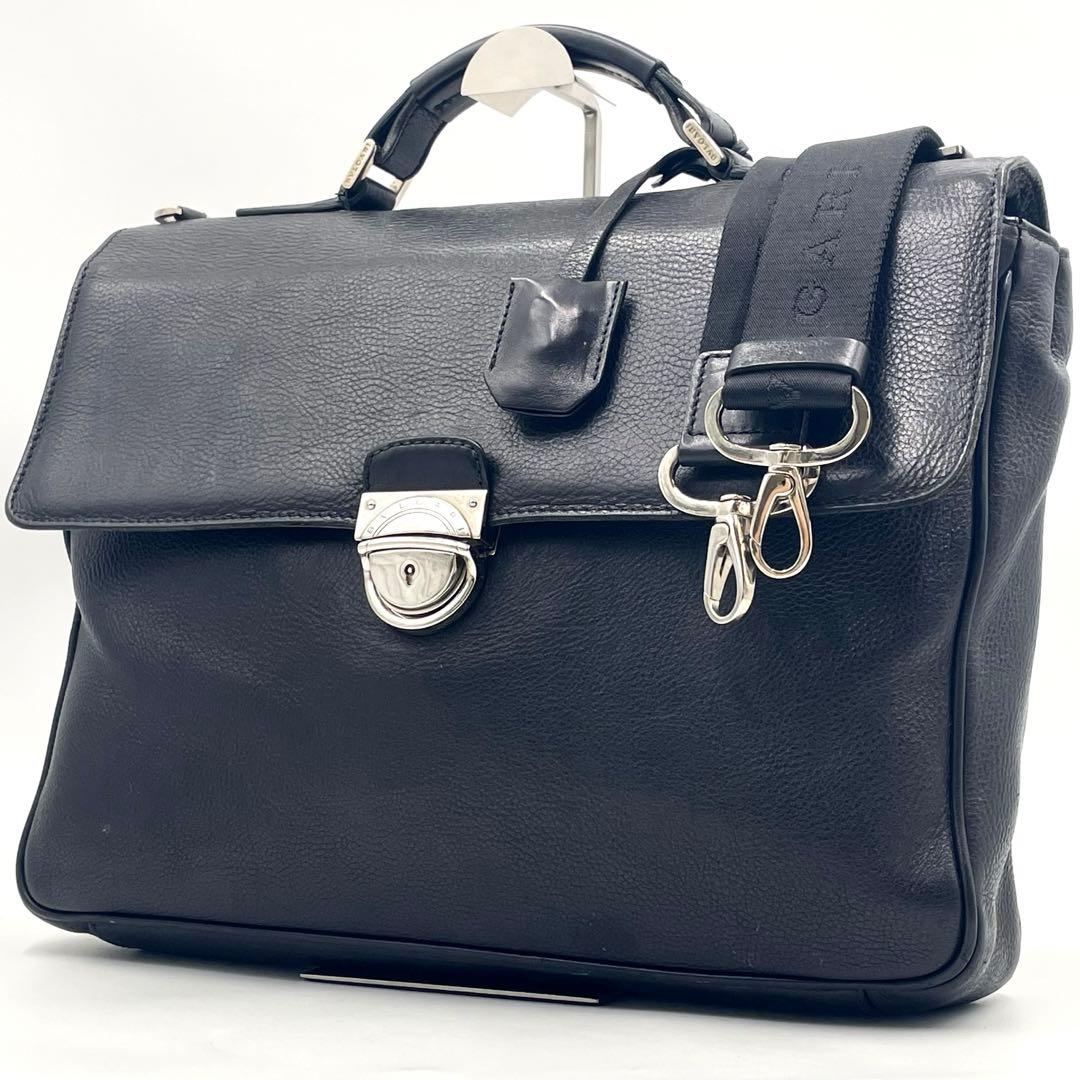 【美品】BVLGARI ブルガリ ビジネスバッグ 2way A4可 ブリーフ 黒
