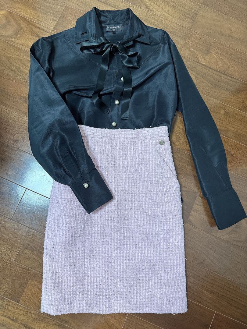 シャネル CHANEL シルク ビッグパール ブラウス