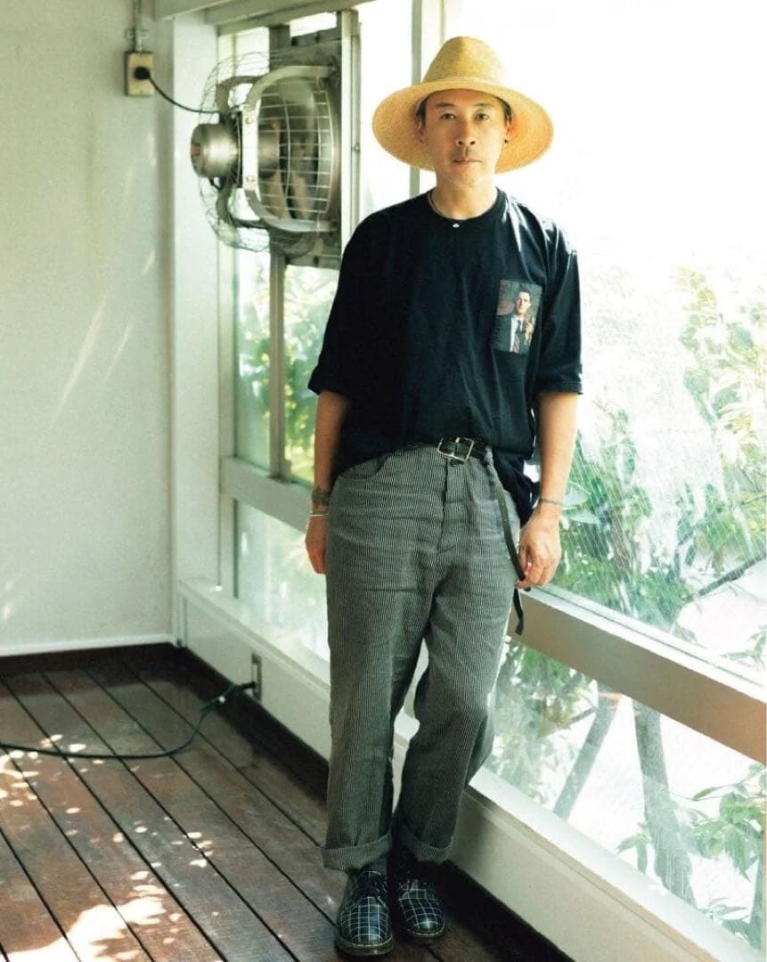 undercover 25ss シルク和紙ドビーストライプ クロップドパンツ