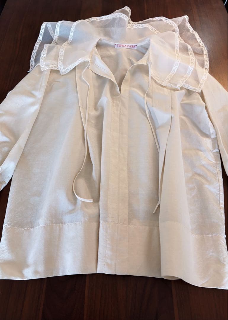 TOWAVASE シルクコットン 3重衿ブラウス/ ivory