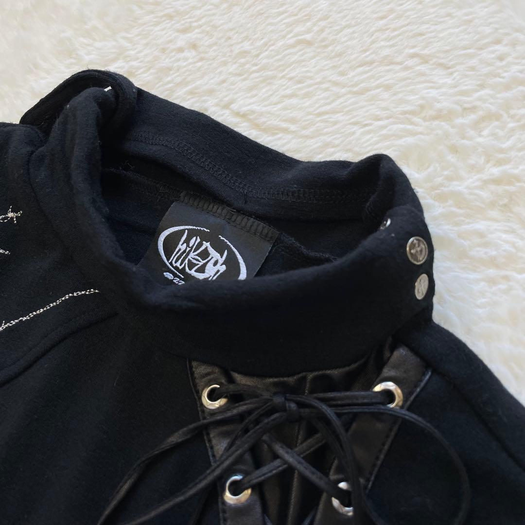 OZZ ON HIKOZOH レースアップ 刺繍 長袖トップス 黒