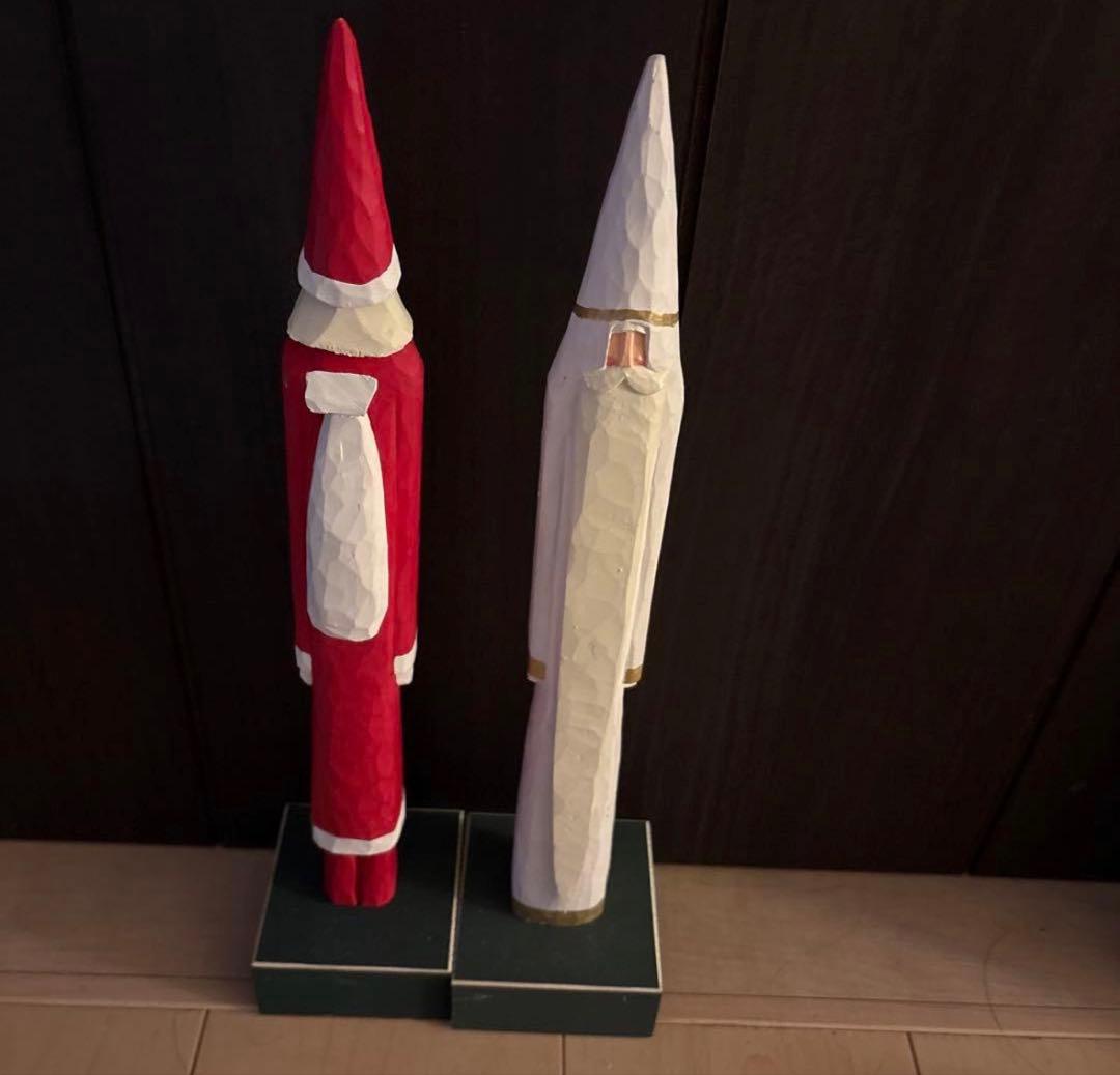 ⭐︎クリスマス⭐︎イソベサンタ　サンタ木彫りオブジェ　Lサイズ　白