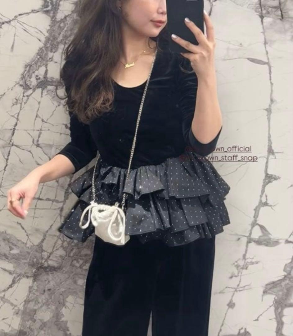 ベロアペプラムフリルトップス LILY BROWN リリー ブラウン